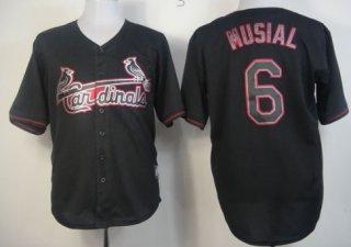 St. Louis Cardinals #6 Stan Musial Black Fashion Jersey