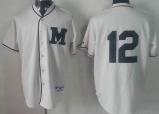 Milwaukee Brewers #12 Martin Maldonado 1913 Cream M Patch Jersey