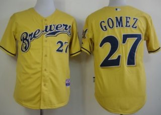 Milwaukee Brewers #27 Carlos Gomez Yellow Jersey