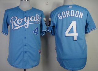 Kansas City Royals #4 Alex Gordon Light Blue Jersey