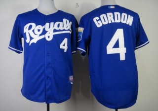 Kansas City Royals #4 Alex Gordon Navy Blue Jersey