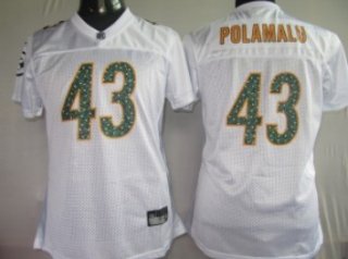 Pittsburgh Steelers #43 Polamalu White Womens Sweetheart Jersey