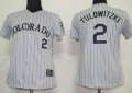 Colorado Rockies #2 Tulowitzki Gray With Purple Pinstripe Womens Jersey