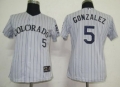 Colorado Rockies #5 Gonzalez Gray With Purple Pinstripe Womens Jersey