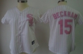 Chicago White Sox #15 Beckham White With Pink Pinstripe Womens Jersey