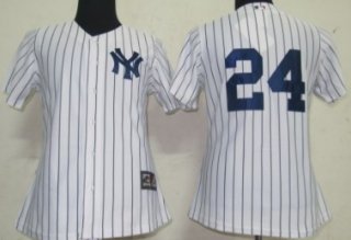 New York Yankees #24 Cano White With Black Pinstripe Womens Jersey