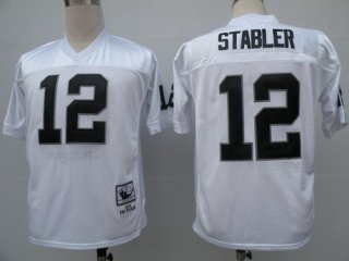 Oakland Raiders #12 Ken Stabler White Throwback Jersey