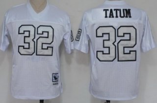 Oakland Raiders #32 Jack Tatum White With Silver Throwback Jersey