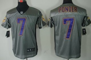 Nike Minnesota Vikings #7 Christian Ponder Gray Shadow Elite Jersey