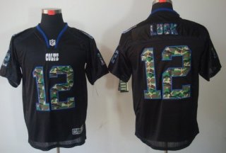 Nike Indianapolis Colts #12 Andrew Luck Black With Camo Elite Jersey
