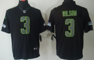 Nike Seattle Seahawks #3 Russell Wilson Black Impact Limited Jersey
