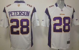 Nike Minnesota Vikings #28 Adrian Peterson White Game Jersey