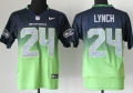 Nike Seattle Seahawks #24 Marshawn Lynch Navy Blue/Green Fadeaway Elite Jersey