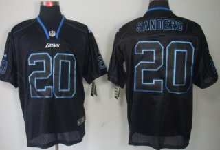 Nike Detroit Lions #20 Barry Sanders Lights Out Black Elite Jersey