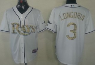 Tampa Bay Rays #3 Evan Longoria White With Camo Jersey