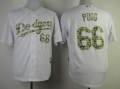 Los Angeles Dodgers #66 Yasiel Puig White With Camo Jersey