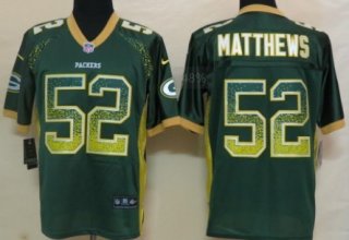 Nike Green Bay Packers #52 Clay Matthews Drift Fashion Green Elite Jersey