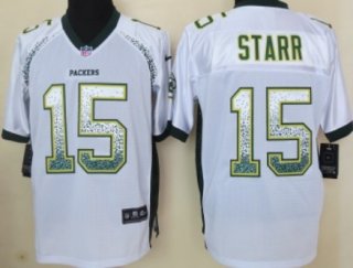 Nike Green Bay Packers #15 Bart Starr Drift Fashion White Elite Jersey