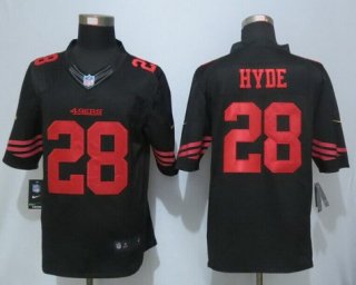 Men's San Francisco 49ers #28 Carlos Hyde Black Alternate 2015 NFL Nike Limited Jersey