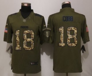 Men's Green Bay Packers #18 Randall Cobb Green Salute To Service 2015 NFL Nike Limited Jersey