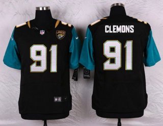Men's Jacksonville Jaguars #91 Chris Clemons Black Team Color NFL Nike Elite Jersey