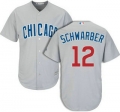 Men's Chicago Cubs #12 Kyle Schwarber Away Gray MLB Cool Base Jersey