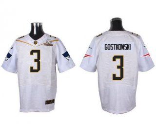 Men's New England Patriots #3 Stephen Gostkowski White 2016 Pro Bowl Nike Elite Jersey
