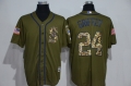 Men's Seattle Mariners #24 Ken Griffey Jr. Retired Green Salute to Service Majestic Baseball Jersey