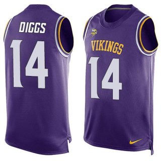 Men's Minnesota Vikings #14 Stefon Diggs Purple Hot Pressing Player Name & Number Nike NFL Tank Top Jersey