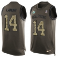 Men's Miami Dolphins #14 Jarvis Landry Green Salute to Service Hot Pressing Player Name & Number Nike NFL Tank Top Jersey