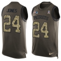 Men's New England Patriots #24 Cyrus Jones Green Salute to Service Hot Pressing Player Name & Number Nike NFL Tank Top Jersey