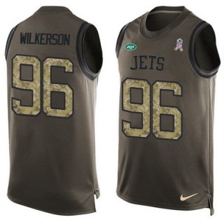 Men's New York Jets #96 Muhammad Wilkerson Green Salute to Service Hot Pressing Player Name & Number Nike NFL Tank Top Jersey