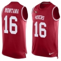 Men's San Francisco 49ers #16 Joe Montana Red Hot Pressing Player Name & Number Nike NFL Tank Top Jersey