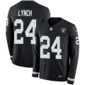 Nike Raiders #24 Marshawn Lynch Black Team Color Men's Stitched NFL Limited Therma Long Sleeve Jersey