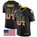 Nike Pittsburgh Steelers #84 Antonio Brown Black Men's Stitched NFL Limited Rush USA Flag Jersey