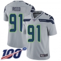Seahawks #91 Jarran Reed Grey Alternate Men's Stitched Football 100th Season Vapor Limited Jersey