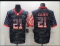 Men's Dallas Cowboys #21 Ezekiel Elliott Camo Salute To Serve USA Flag Limited Jersey