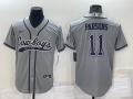 Men's Dallas Cowboys #11 Micah Parsons Grey Stitched Cool Base Nike Baseball Jersey