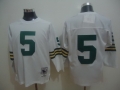 Green Bay Packers #5 Paul Hornung White Long-Sleeved Throwback Jersey