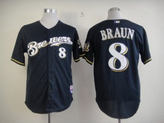 Milwaukee Brewers #8 Ryan Braun Navy Blue Jersey