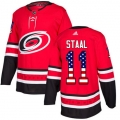 Adidas Hurricanes #11 Jordan Staal Red Home Authentic USA Flag Stitched NHL Jersey