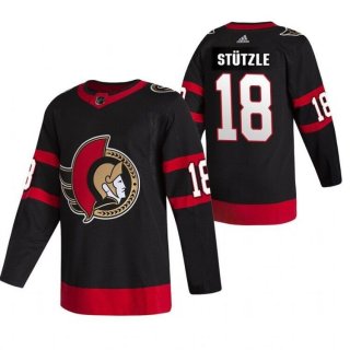 Men's Ottawa Senators #18 Tim St tzle Black Adidas 2020-21 Player Away New 2D Jersey