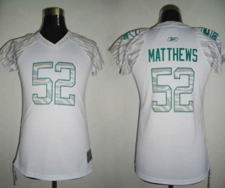 Green Bay Packers #52 MatthewsWhite Womens Zebra Field Flirt Fashion Jersey