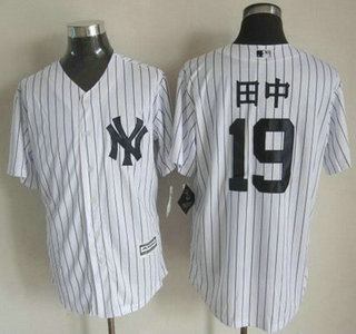 New York Yankees #19 Masahiro Tanaka 2015 White With Navy Pinstripe Jersey
