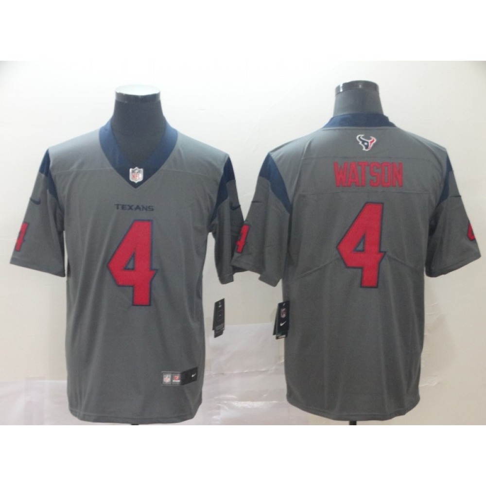 Men's Houston Texans #4 Deshaun Watson Gray Inverted Legend Stitched NFL Jersey