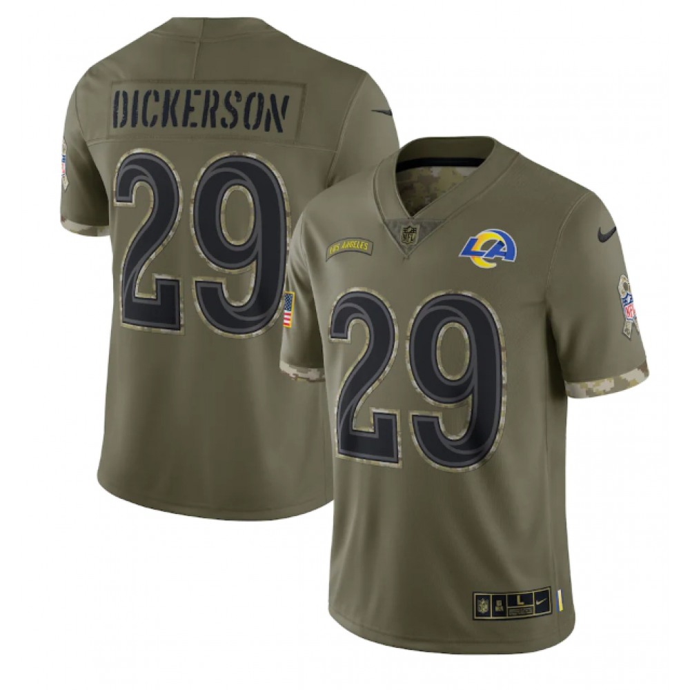 Men's Los Angeles Rams #29 Eric Dickerson Olive 2022 Salute To Service Limited Stitched Jersey