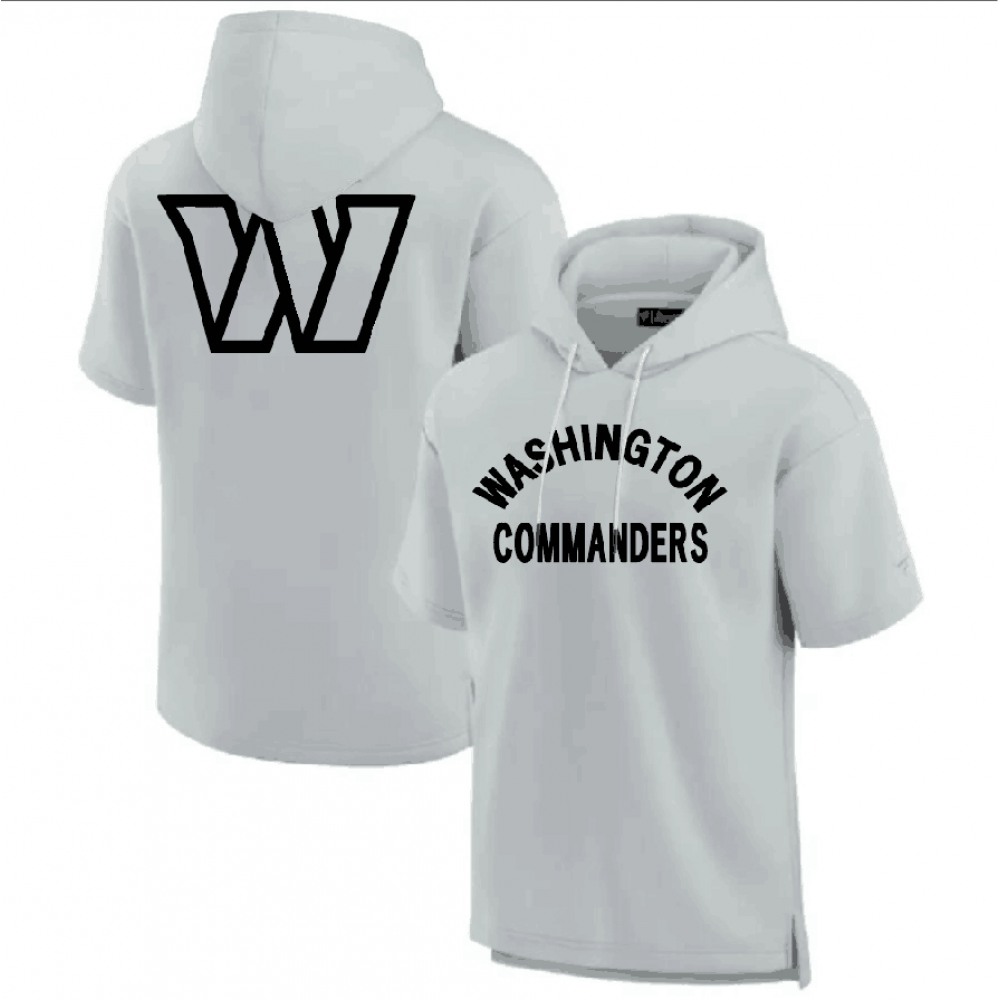 Men's Washington Commanders Gray Super Soft Fleece Short Sleeve Hoodie