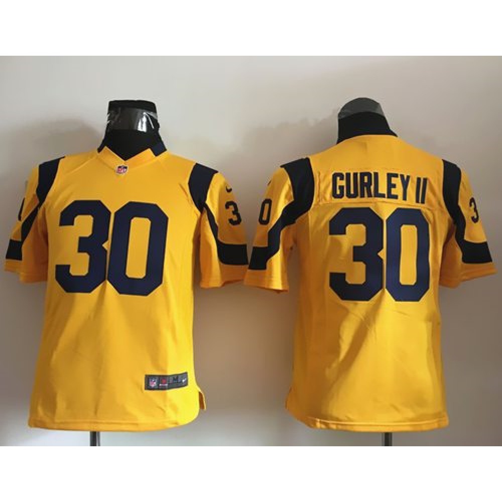 Nike Rams #30 Todd Gurley II Gold Youth Stitched NFL Elite Rush Jersey
