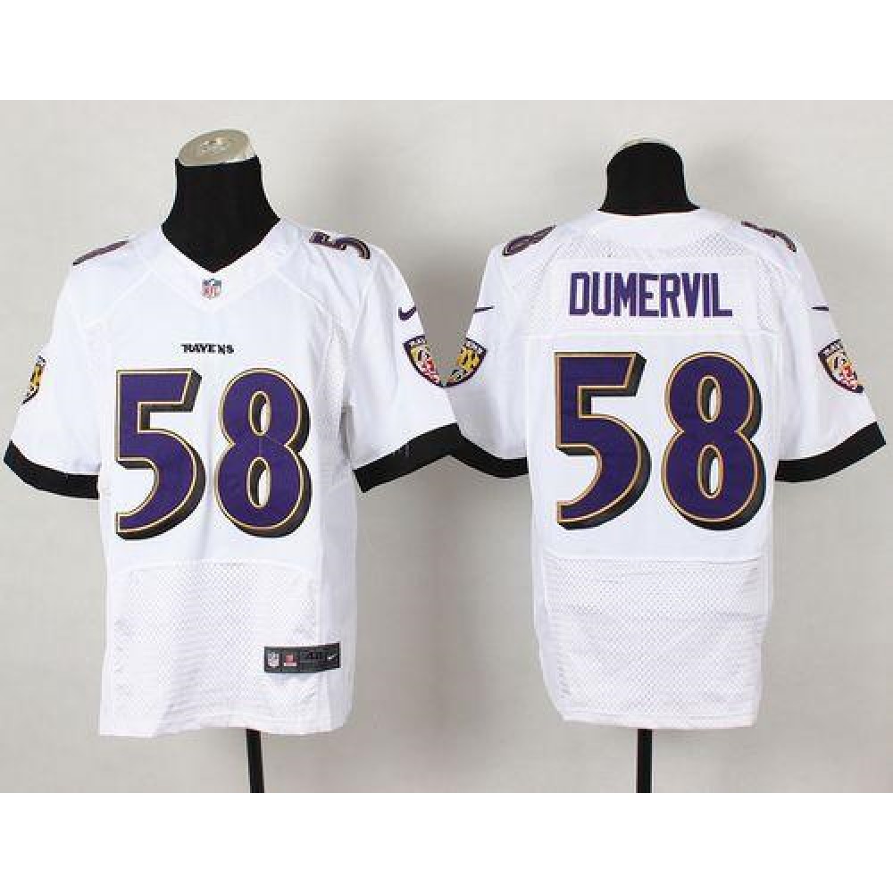 Nike Ravens #58 Elvis Dumervil White Men's Stitched NFL New Elite Jersey