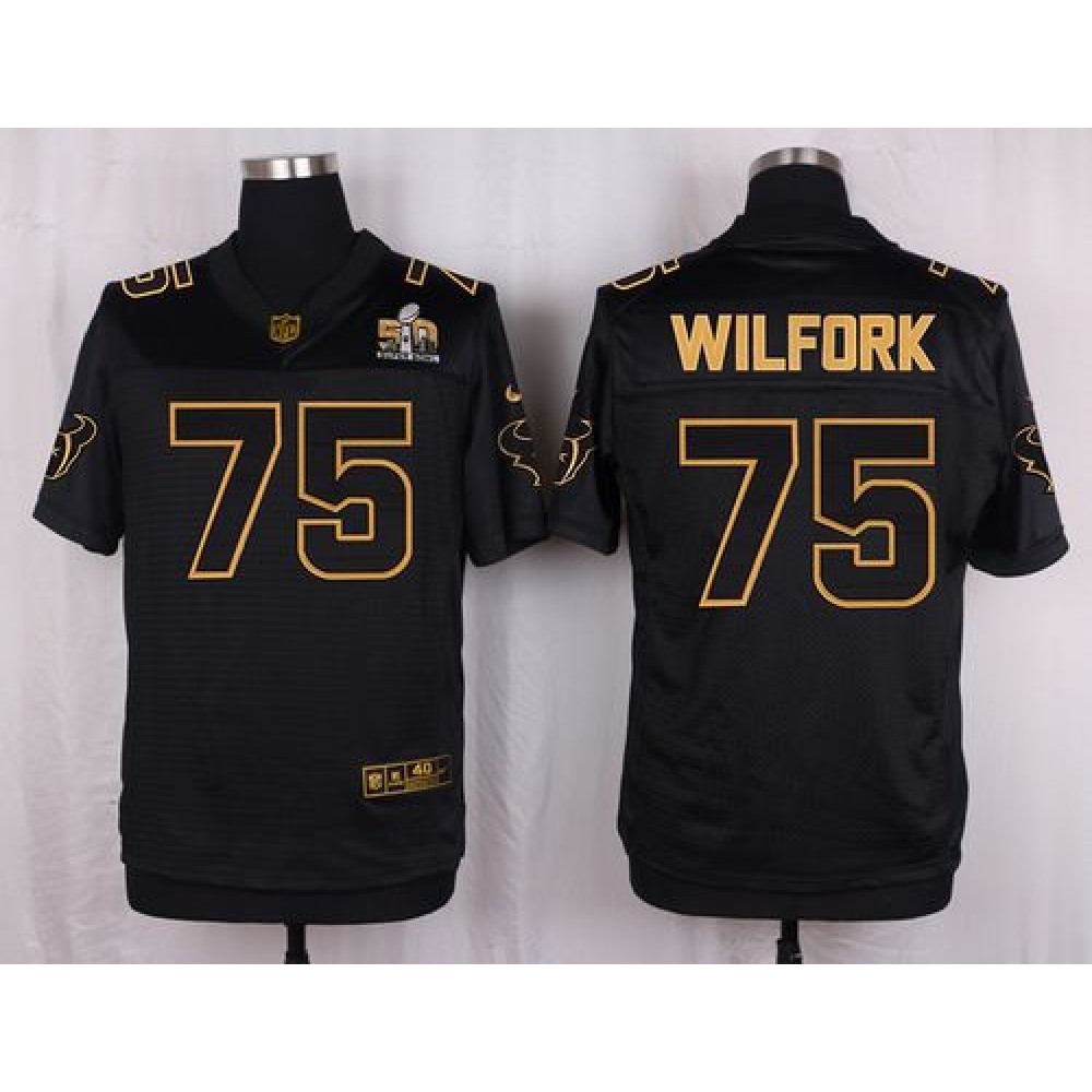 Nike Texans #75 Vince Wilfork Black Men's Stitched NFL Elite Pro Line Gold Collection Jersey
